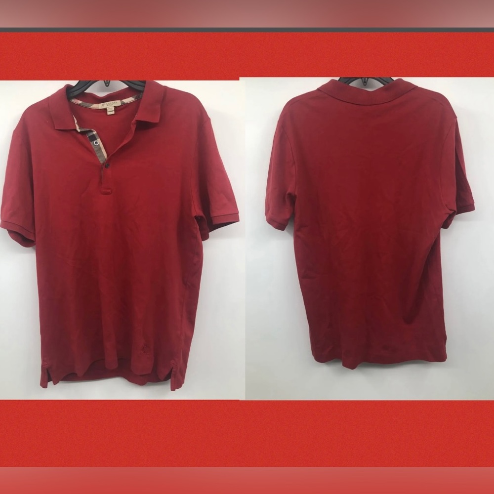 Burberry Red Short Sleeve Polo size Large